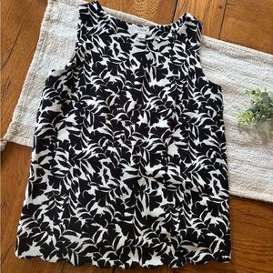 J.Crew Monochrome Leaf Print Sleeveless Blouse